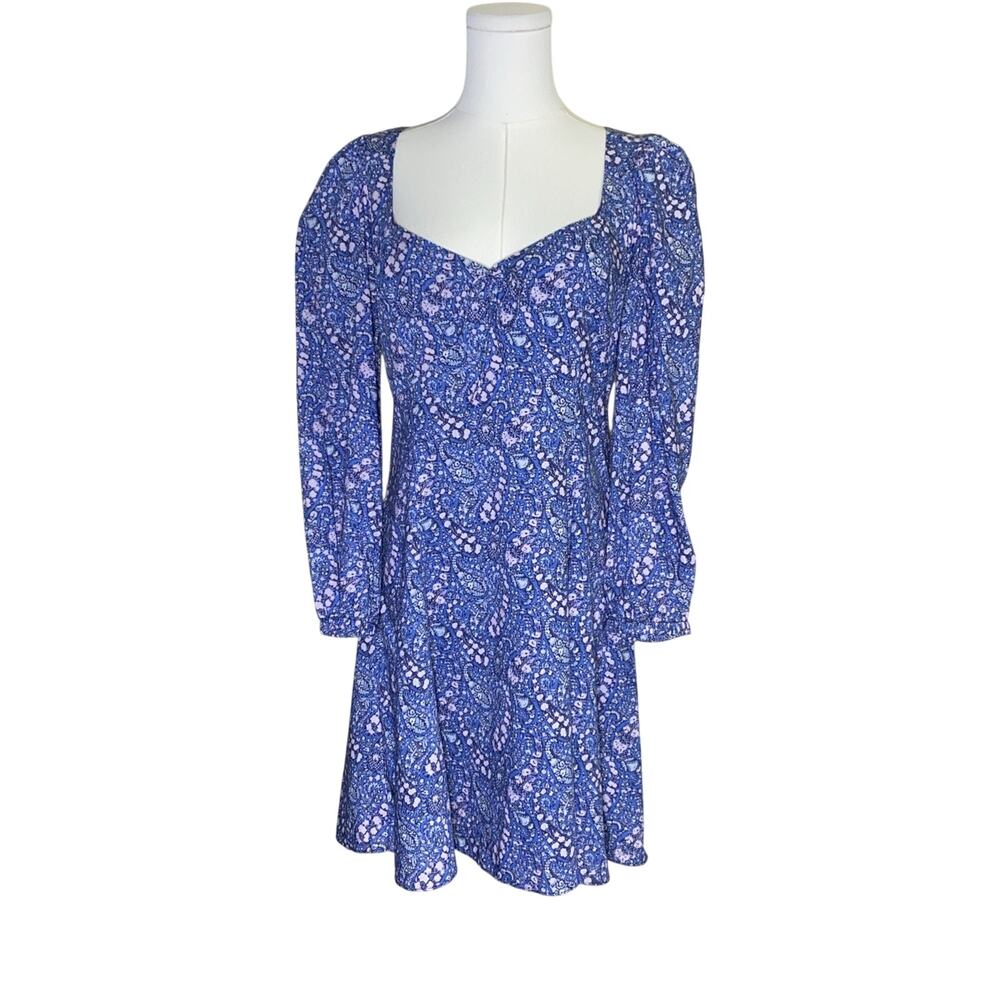 JCREW Women Sweetheart Liberty Blue Floral Milkmaid Mini Dress 6